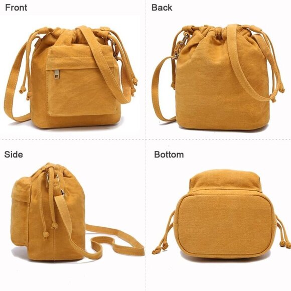 Small Canvas Crossbody Bag Women Boho Drawstring Purse Casual Everyday main image 5